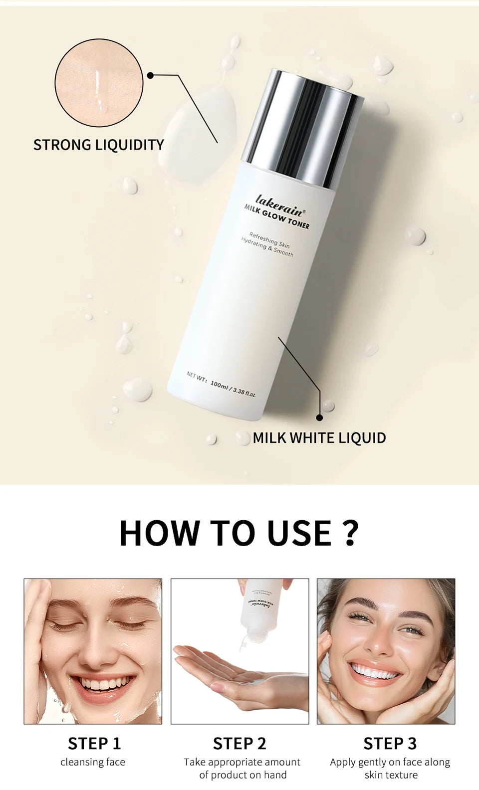 Milk Glow Toner Brightening Skin Care Face Hydration - 13