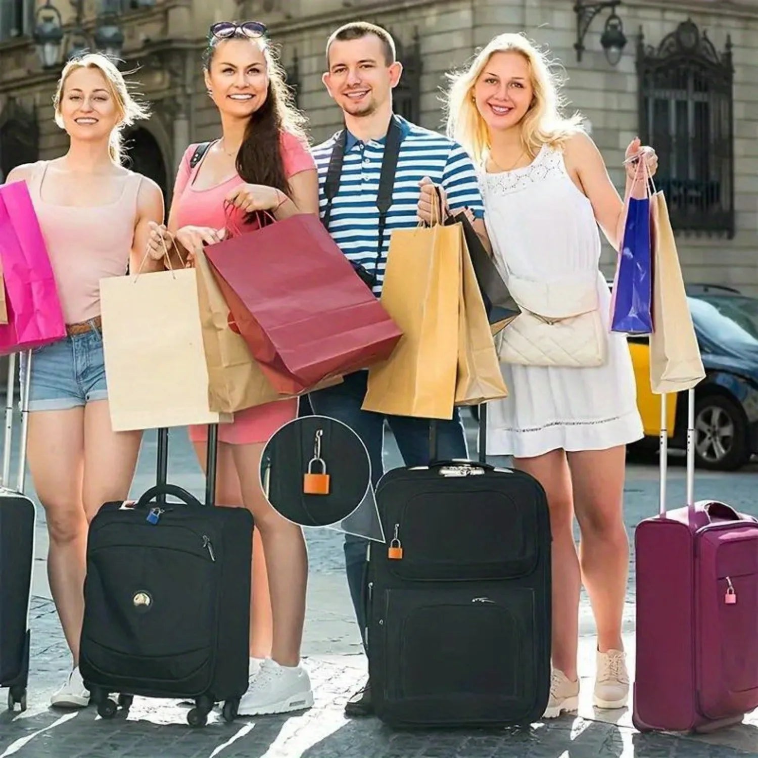 6pc Small Padlock Set with Keys Portable Travel Suitcase Diary Lock - 2