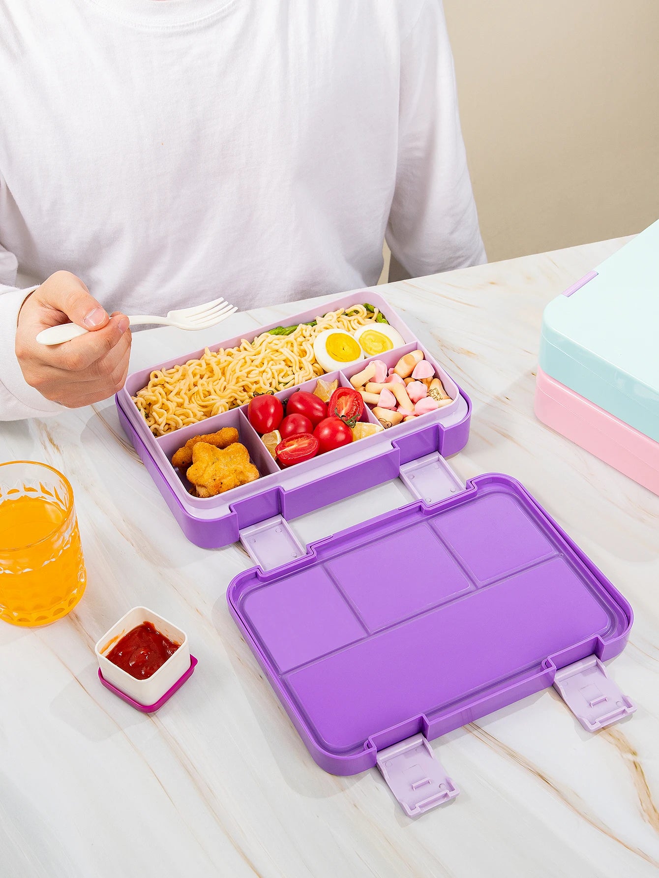 Kids Bento Box Divided Lunch Container Leakproof School Food Box 1180ml