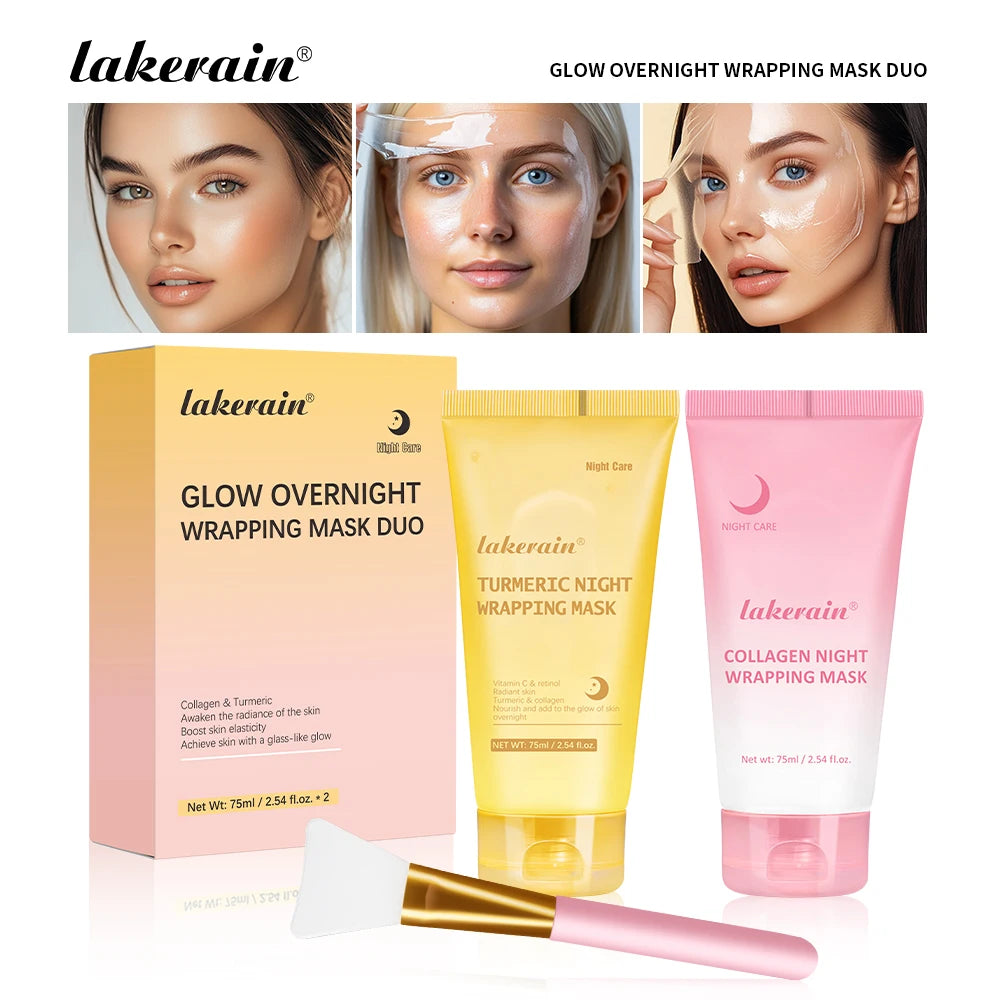 Glow Overnight Wrapping Mask Duo Collagen Turmeric Skincare Combo - 20