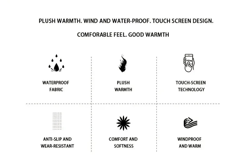 Mens Waterproof Winter Gloves Touch Screen Thermal Ski Riding Gloves