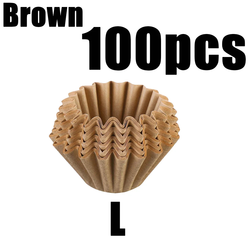50/100pcs Coffee Filter Paper Bowl Shape Drip Basket for Pour Over Brew - 16