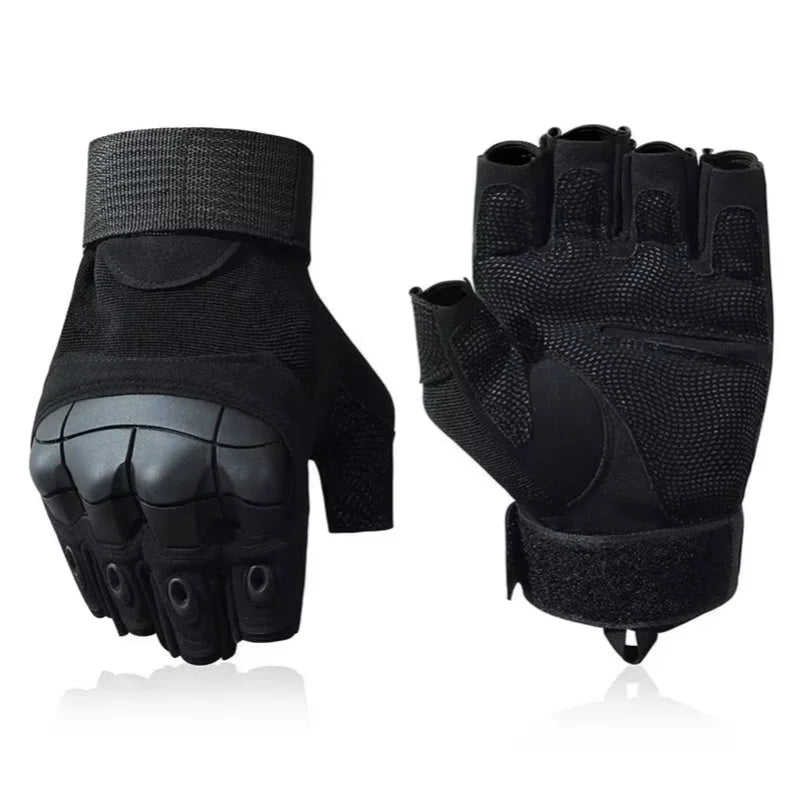 Tactical Half Finger Gloves Hard Knuckle Combat Airsoft Hunting Gear