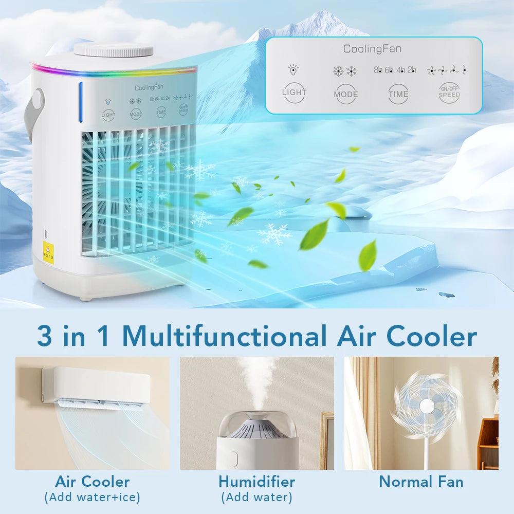 Portable Air Conditioner Fan USB Mini Cooler Humidifier