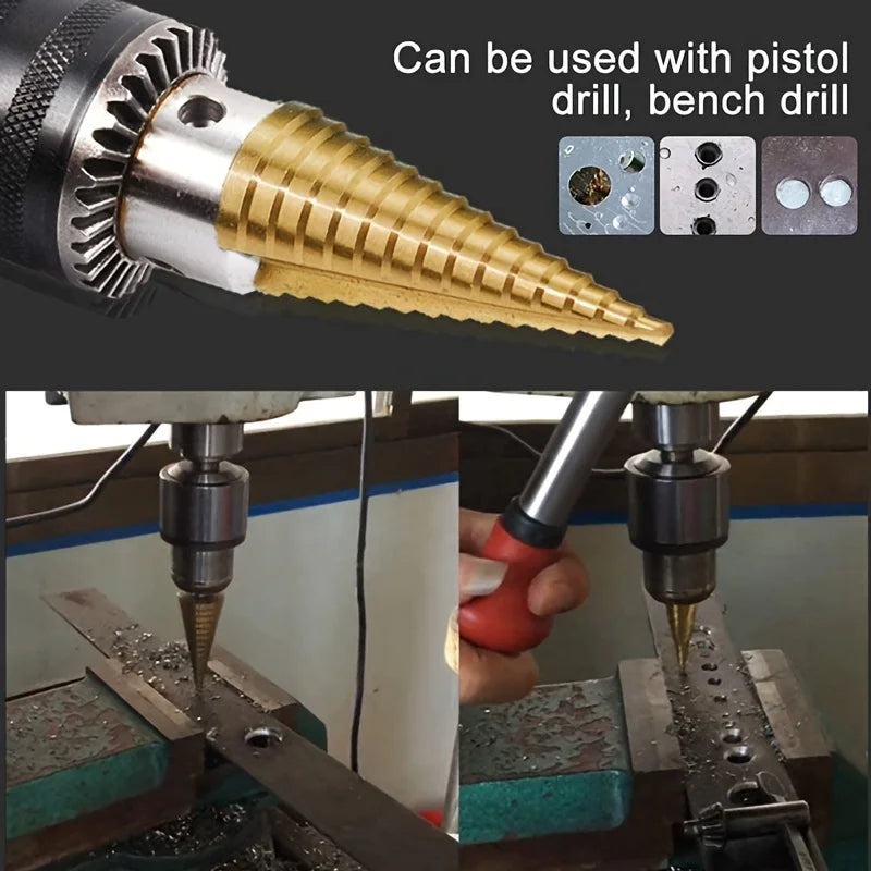 3 Piece Pagoda Step Drill Bit Set High Speed Steel Hole Opener
