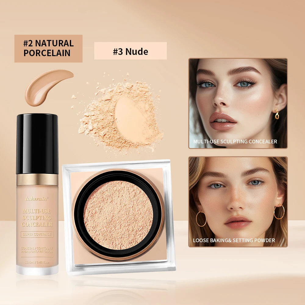Face Makeup Set Concealer and Loose Setting Powder Matte Cosmetics - 14