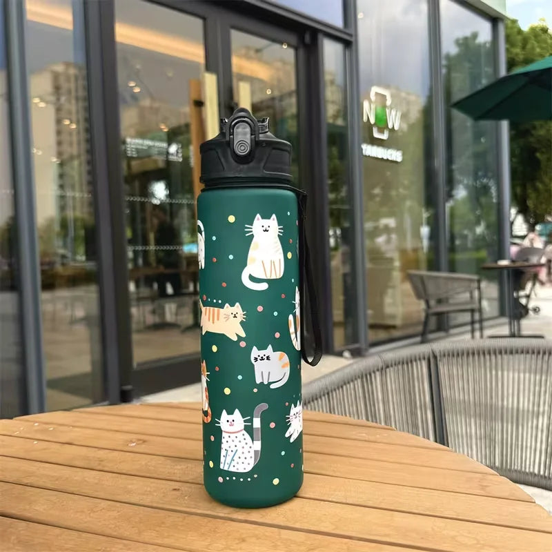750ml Cat Water Bottle Leak Proof Portable Sports Gym Travel Cup - 13