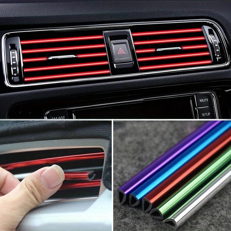 10pc Car Air Vent Trim Strips U-Shaped Interior Decorative Molding
