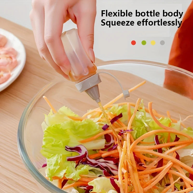 Mini Sauce Squeeze Bottles Portable Salad Dressing Containers Set - 4
