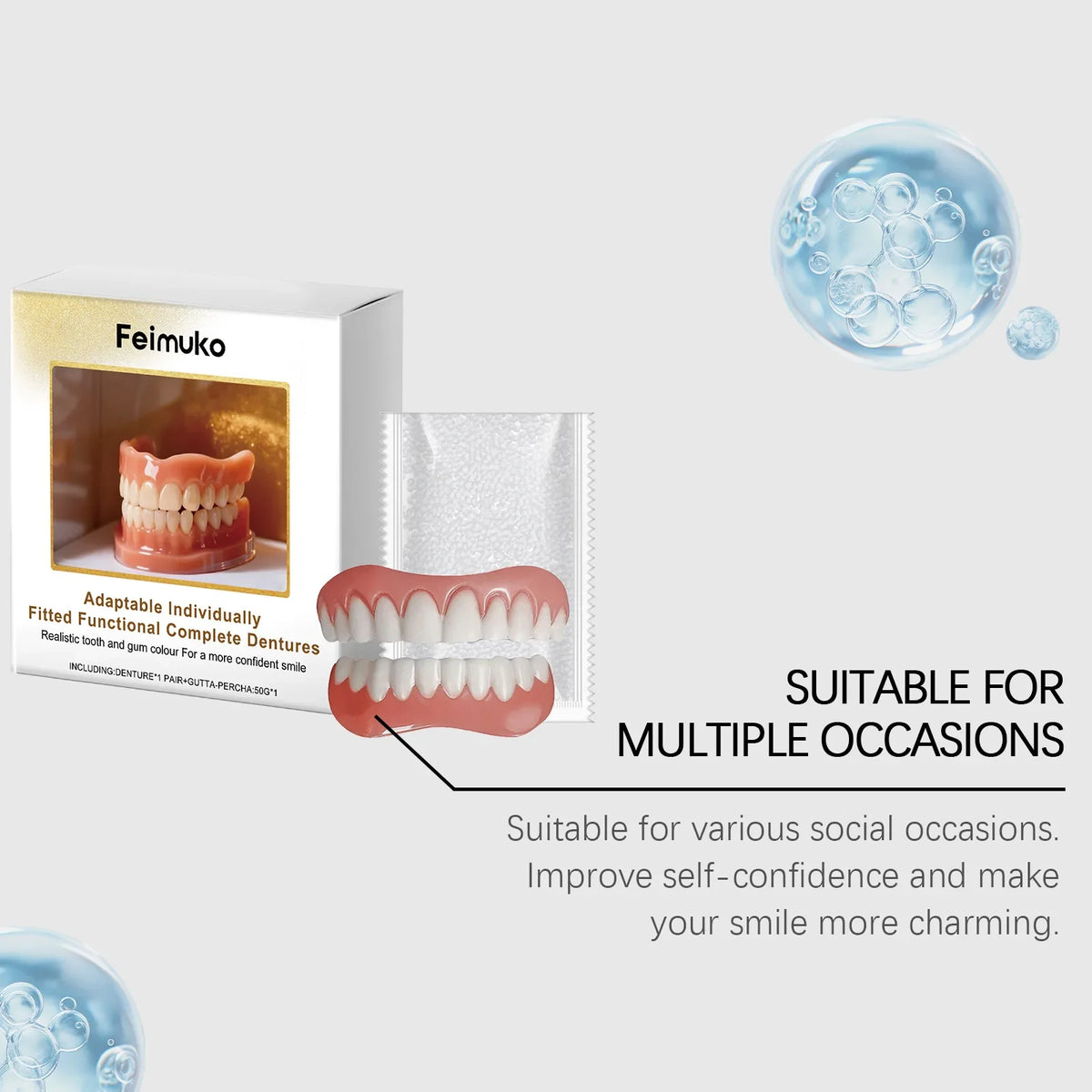 Denture Silicone Kit Soft Liners Upper And Lower Teeth Set
