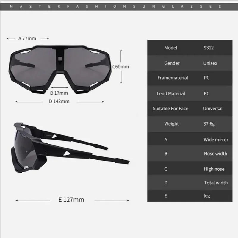 Cycling Sunglasses UV400 Windproof Sports Eyewear for Riding and Running - 2