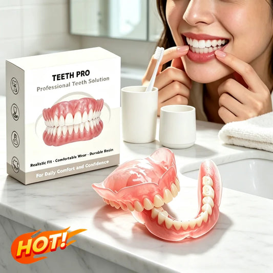 Silicone Upper and Lower Dentures Comfort False Teeth Bright Smile