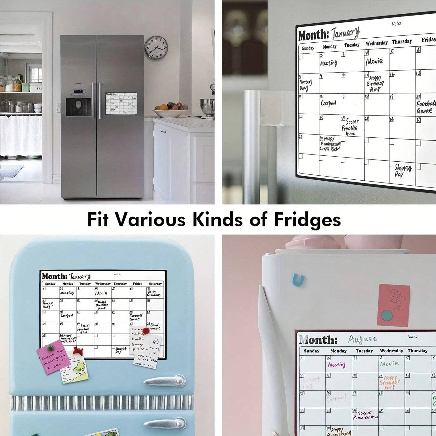 Magnetic Refrigerator Monthly Calendar Dry Erase Fridge Whiteboard Planner