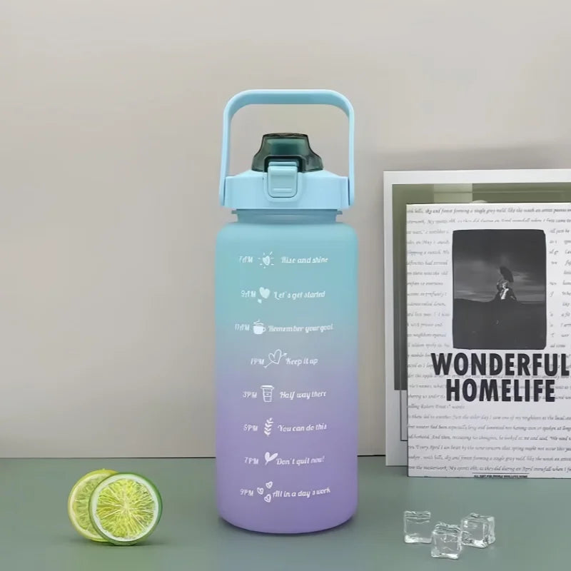 2L Motivational Water Bottle with Straw Leak Proof Sport Fitness Jug - 10