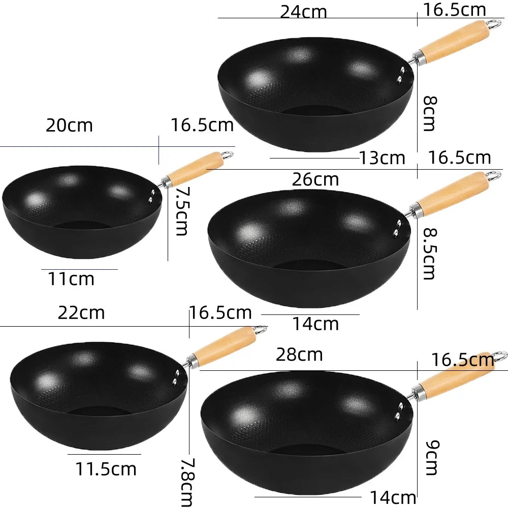 Non Stick Frying Pan Iron Wok Induction Kitchen Cooking Skillet Pan