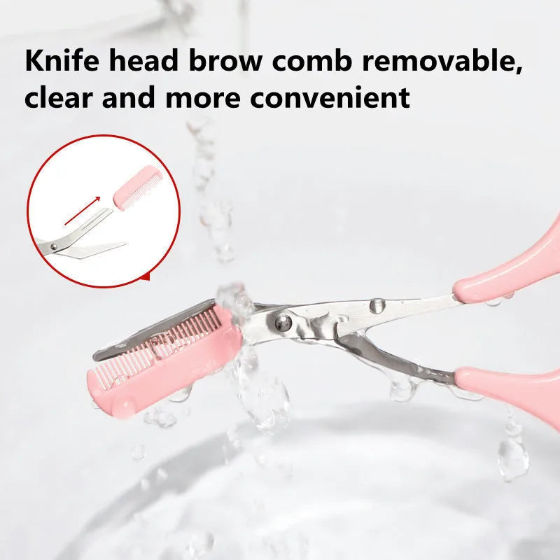 Professional Eyebrow Trimmer Set with Comb Brow Scissors and Shaper