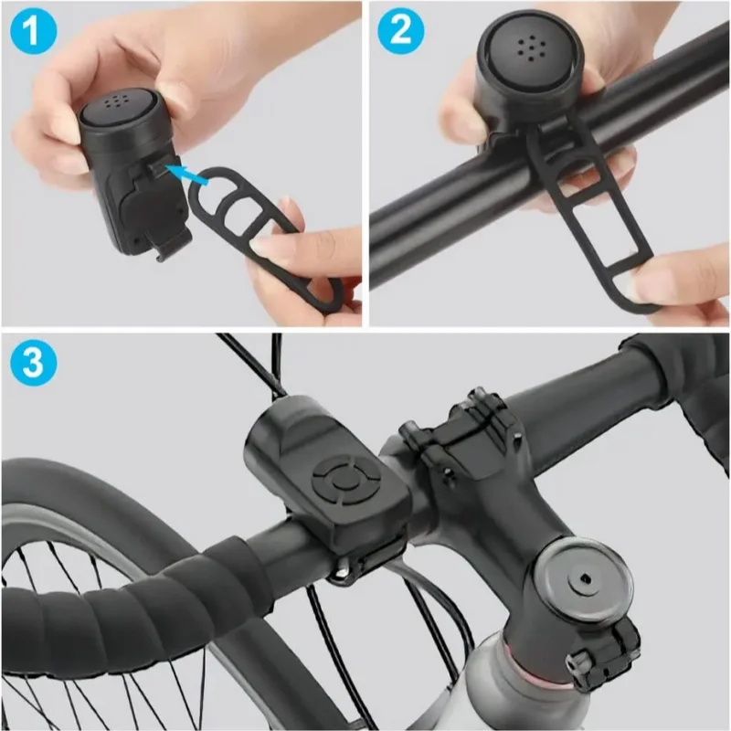 USB Rechargeable Electric Bicycle Horn Anti-Theft Alarm Bike Bell