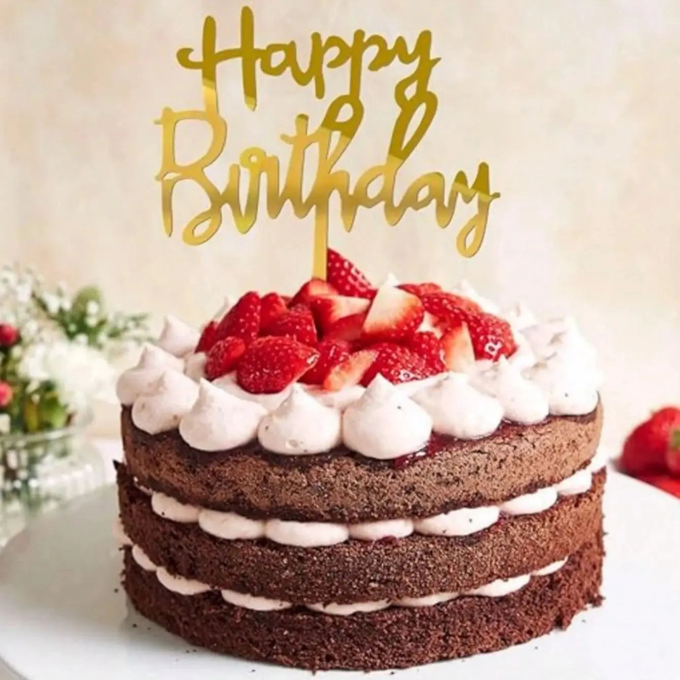 Happy Birthday Cake Topper Set Acrylic Party Dessert Decoration Supplies - 2