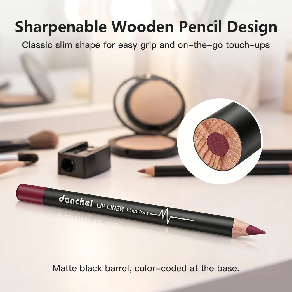Semi-Matte Lip Liner Pencil Set Waterproof Smudge-Proof Cosmetics - 9