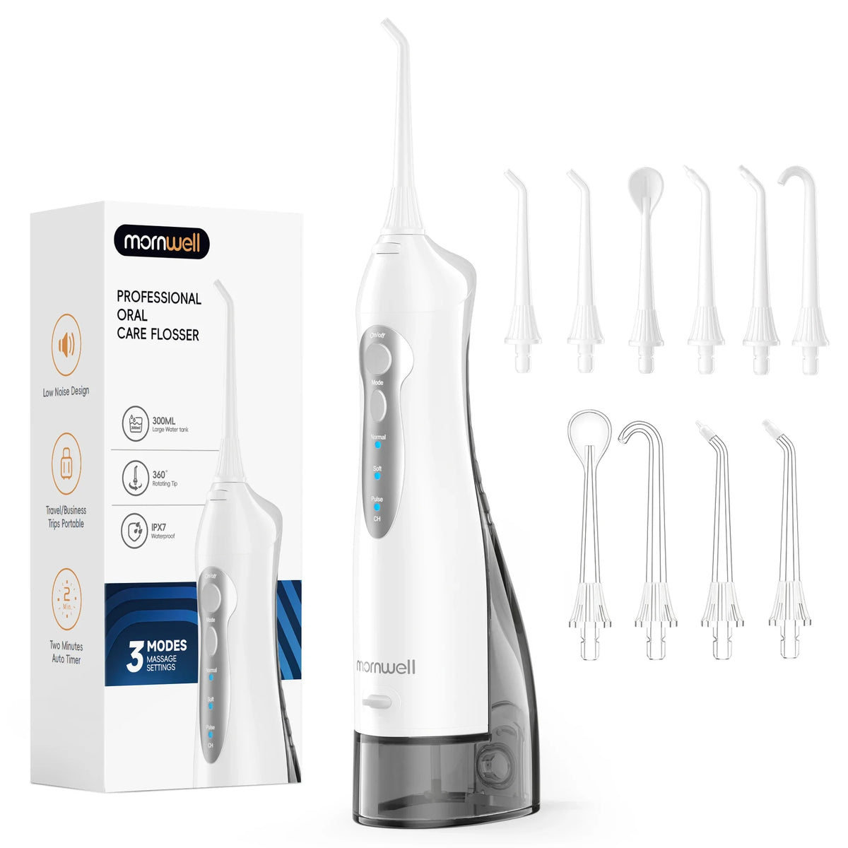 Mornwell D52 Portable Water Flosser USB Rechargeable Teeth Cleaner