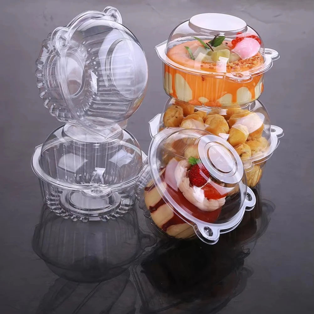 Disposable Cupcake Boxes Clear Plastic Individual Dessert Containers - 12