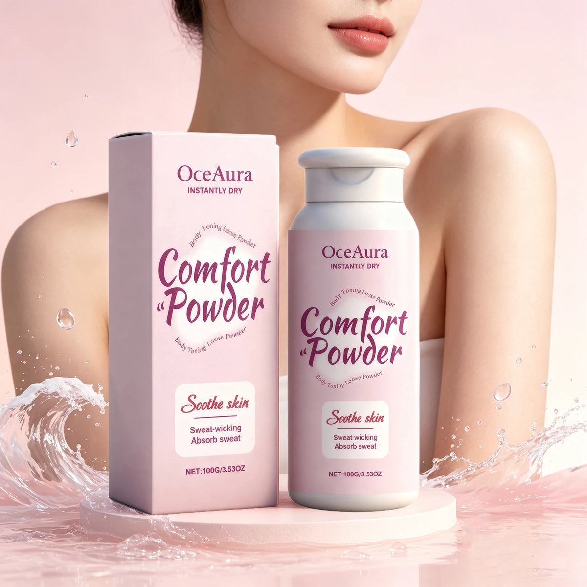 OceAura Comfort Body Powder Sweat Wicking Skin Soothing Refreshing Care