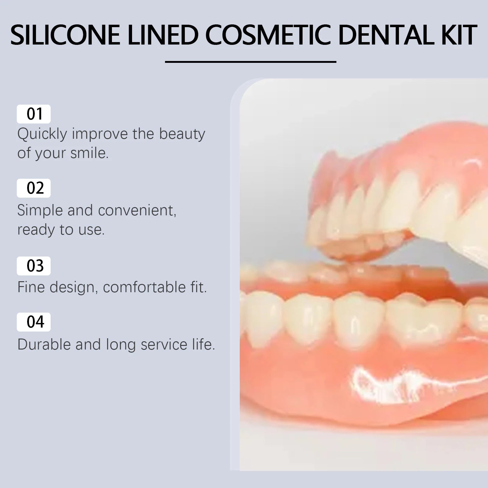 Silicone Cosmetic Dental Kit Upper Lower Fake Teeth Instant Smile - 10