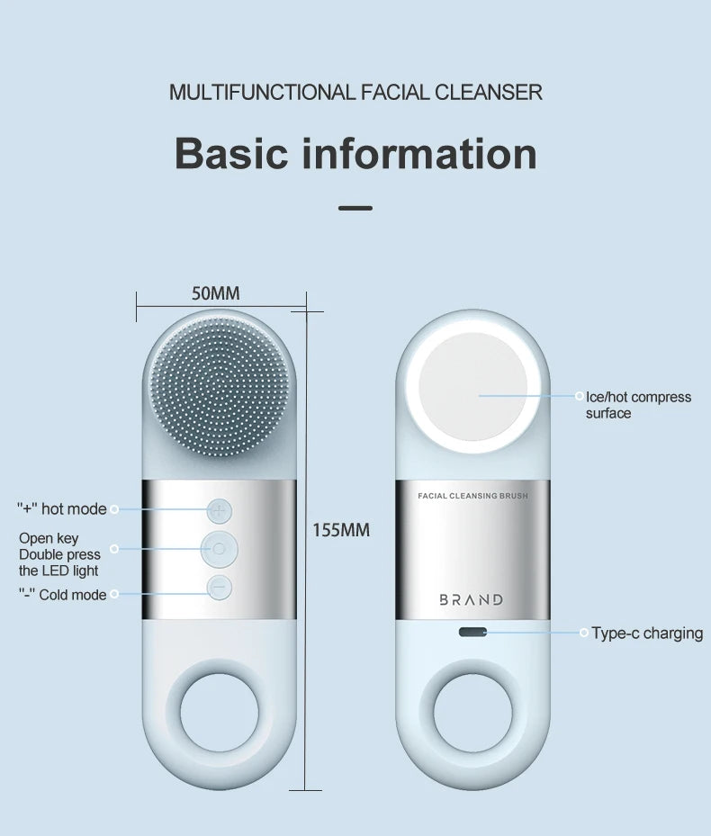 Hot Cold Facial Cleansing Brush Waterproof Face Scrubber - 20