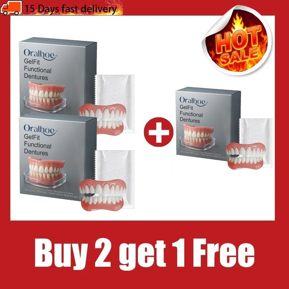 Silicone Dentures False Teeth Full Set Temporary Fit - 8