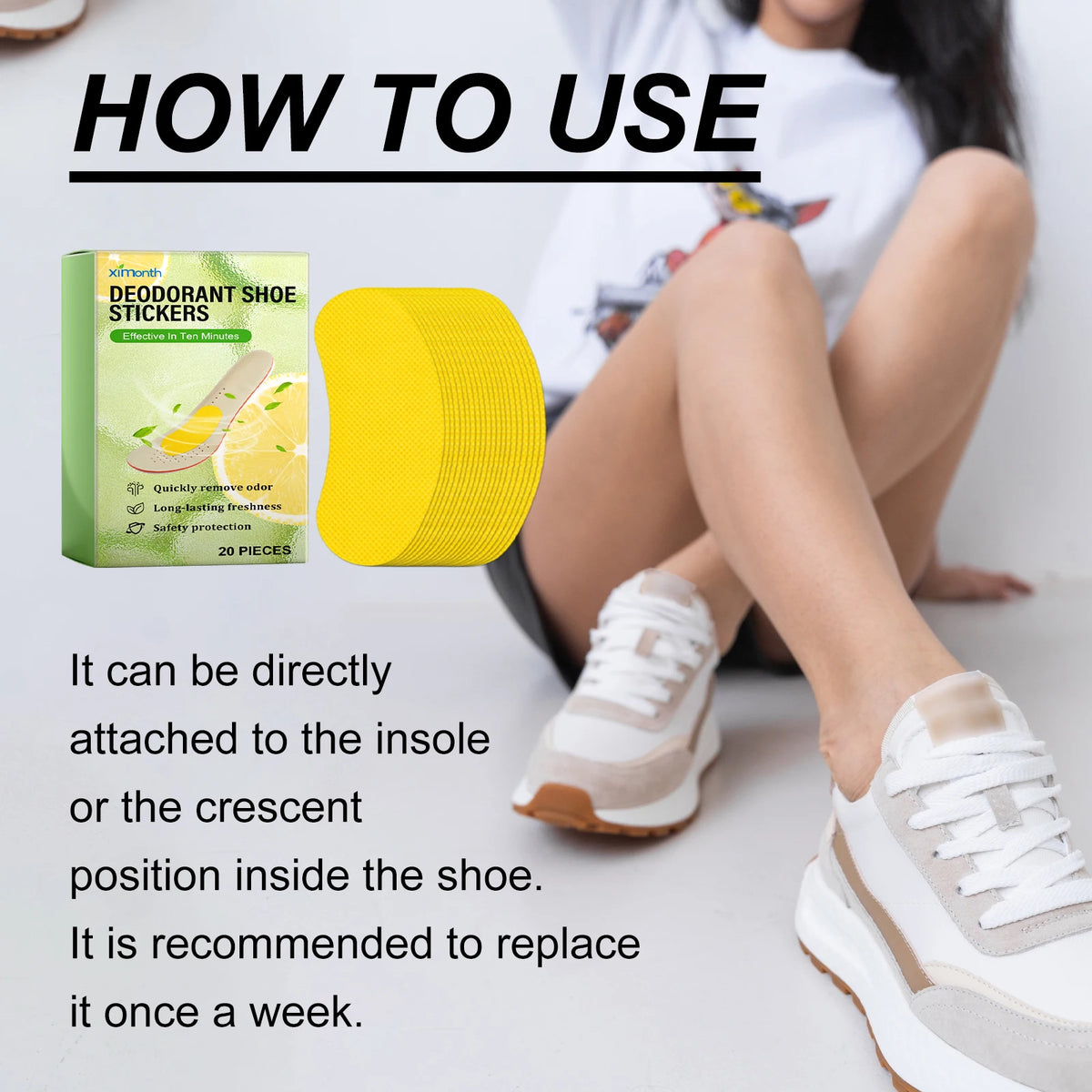 Ximonth Deodorant Shoe Stickers Odor Removal Patches Freshness