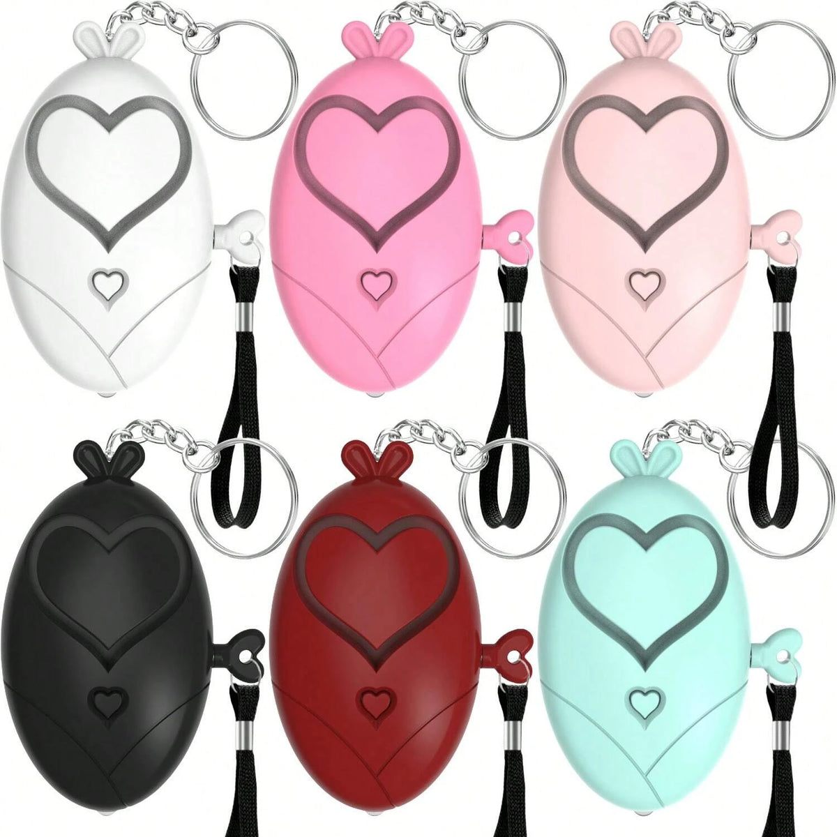 Heart Shaped Personal Alarm 130dB Safety Siren Keychain Emergency Tool