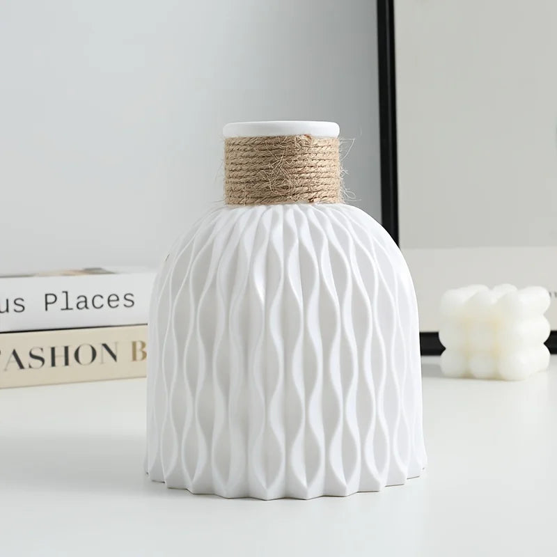 Modern Nordic Wave Plastic Vase Decorative Flower Pot Table Ornament