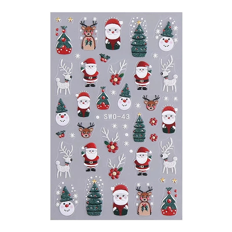 Christmas Nail Stickers Cartoon Snowman Decals Manicure Art - 7