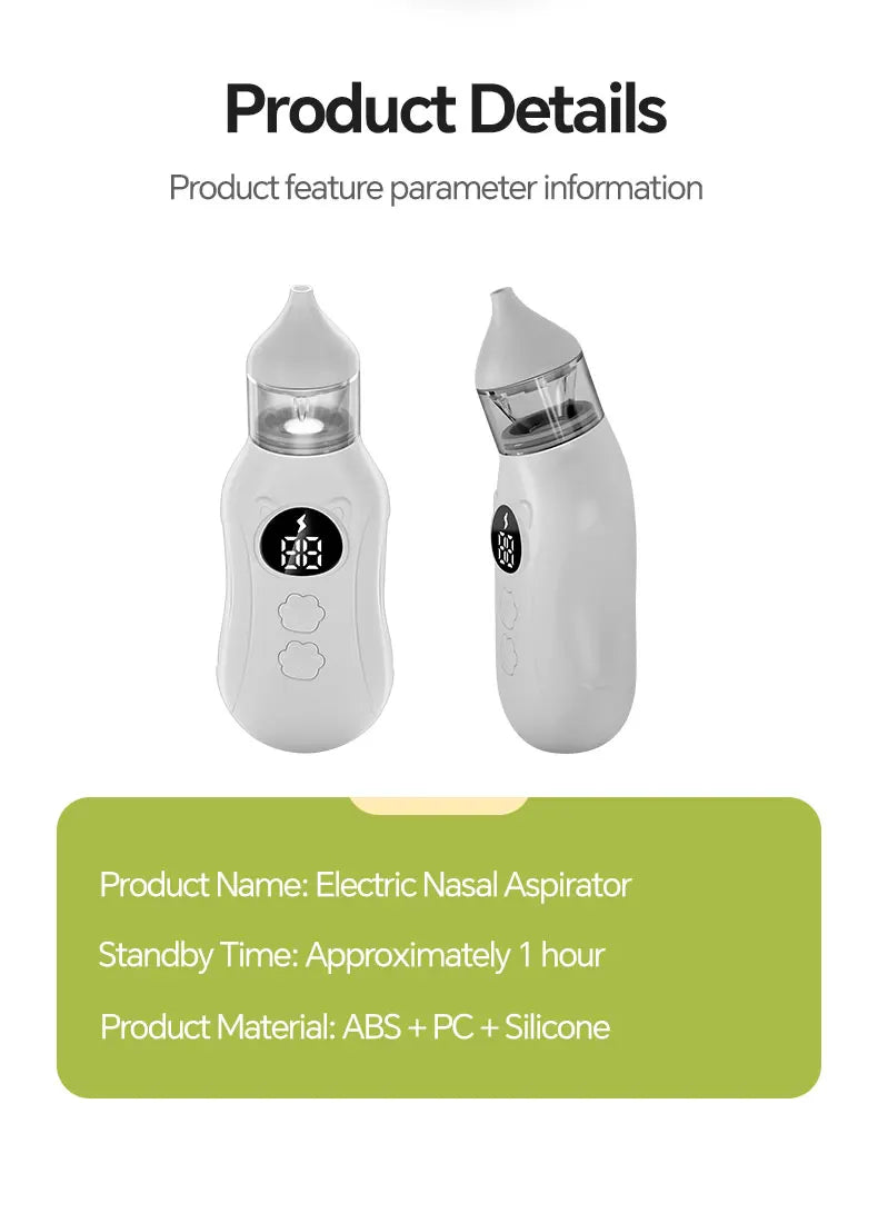 Baby Electric Nasal Aspirator Rechargeable Nose Sucker Cleaner - 17