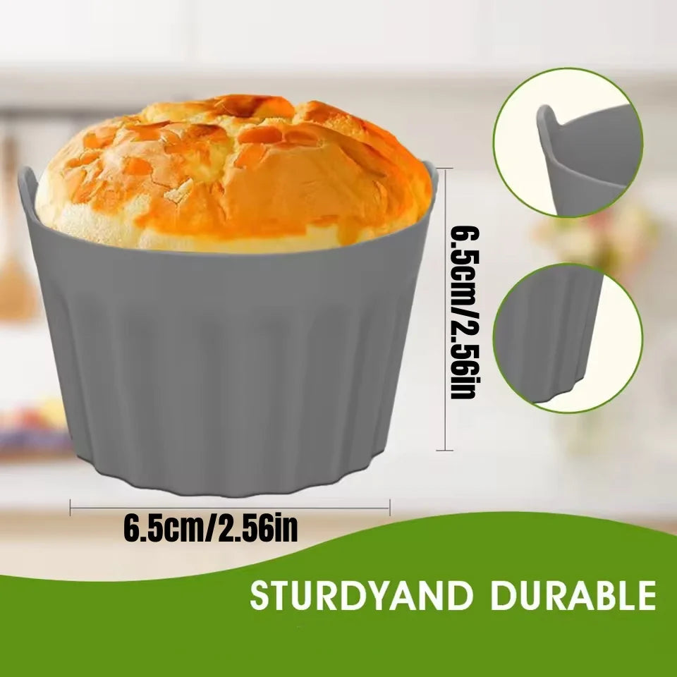 Silicone Air Fryer Baking Cups Nonstick Muffin Ramekins Egg Cooker Set - 7
