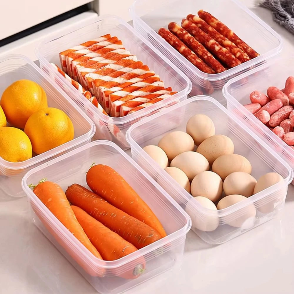 Clear Refrigerator Storage Box Food Preservation Kitchen Organizer Set - 10