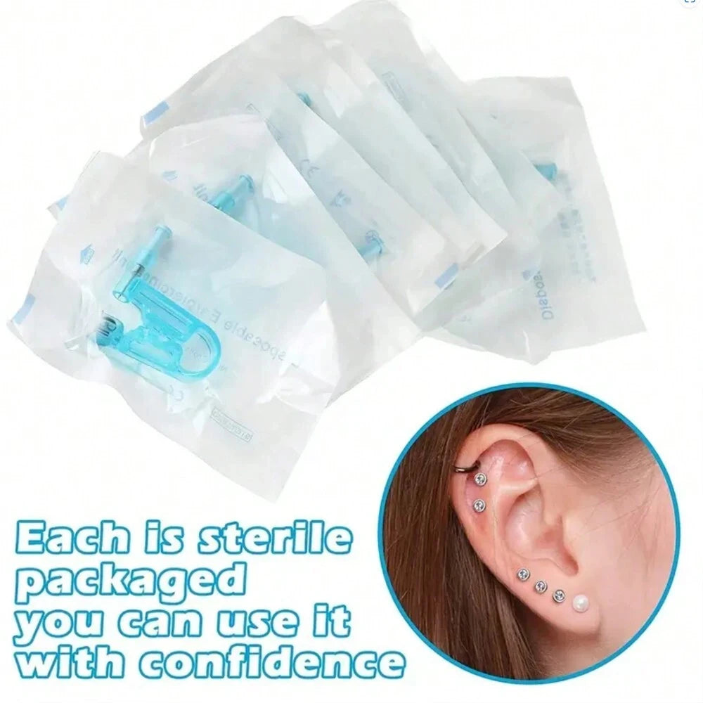 Disposable Ear Piercing Gun Kit Sterile Safety Studs Piercer Tool Set