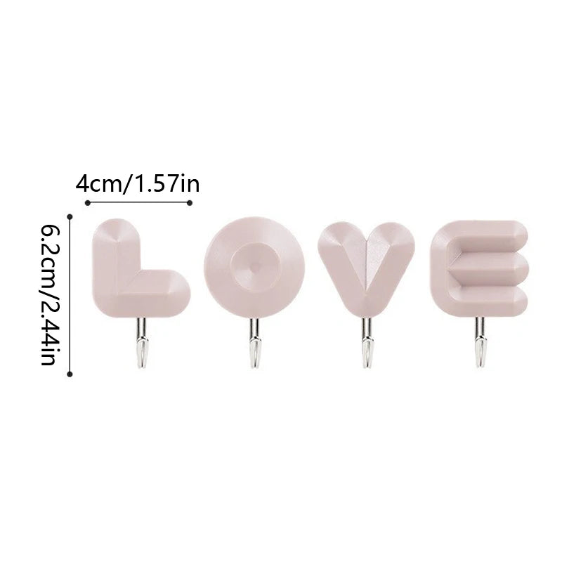 LOVE Letter Adhesive Wall Hooks Decorative No Punch Door Hangers - 7