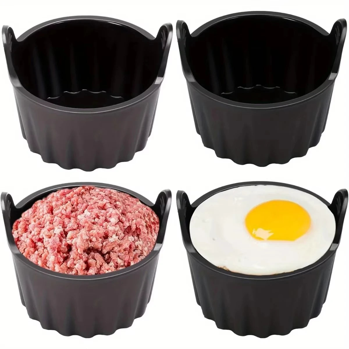 Silicone Air Fryer Baking Cups Nonstick Muffin Ramekins Egg Cooker Set - 8