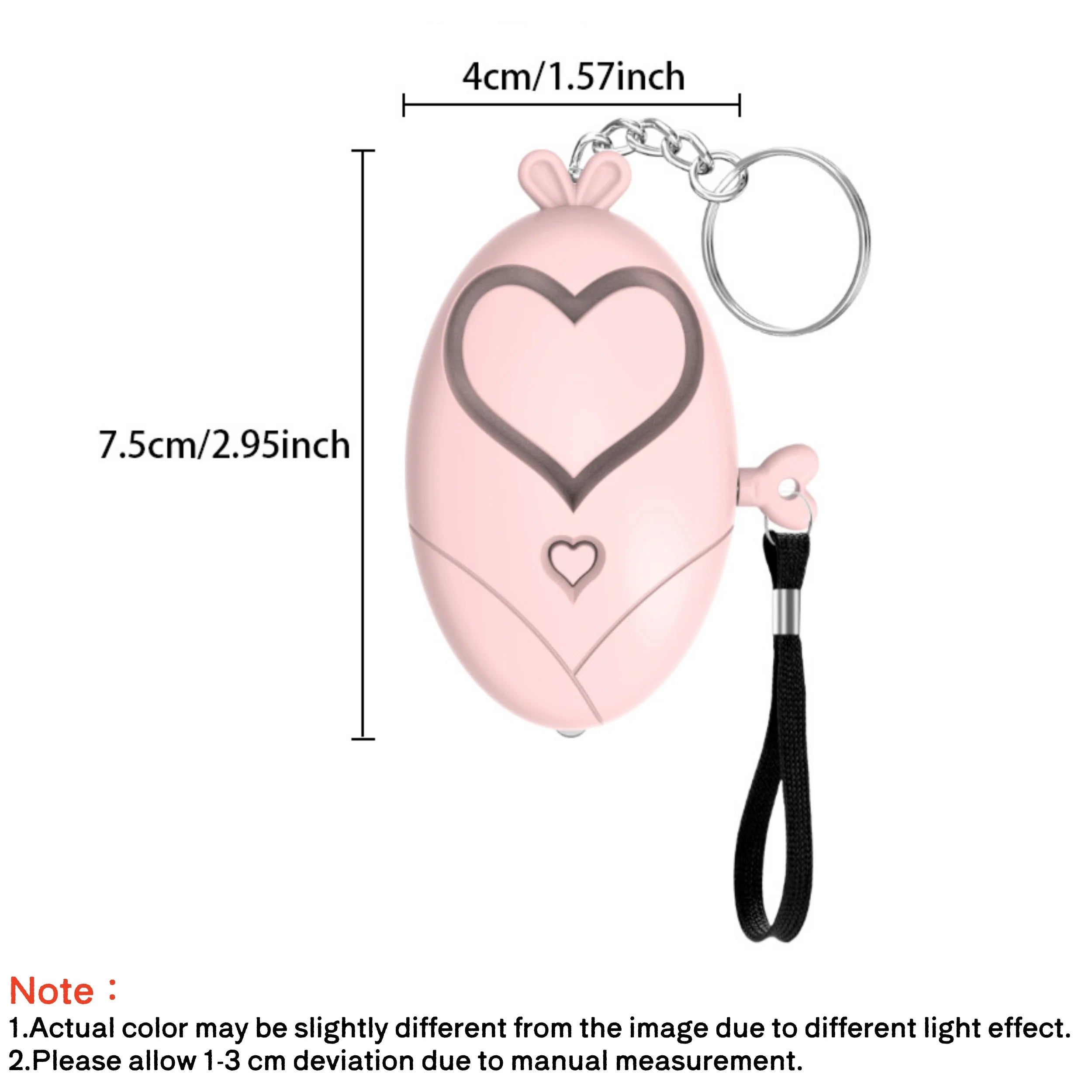 Heart Shaped Personal Alarm 130dB Safety Siren Keychain Emergency Tool - 6