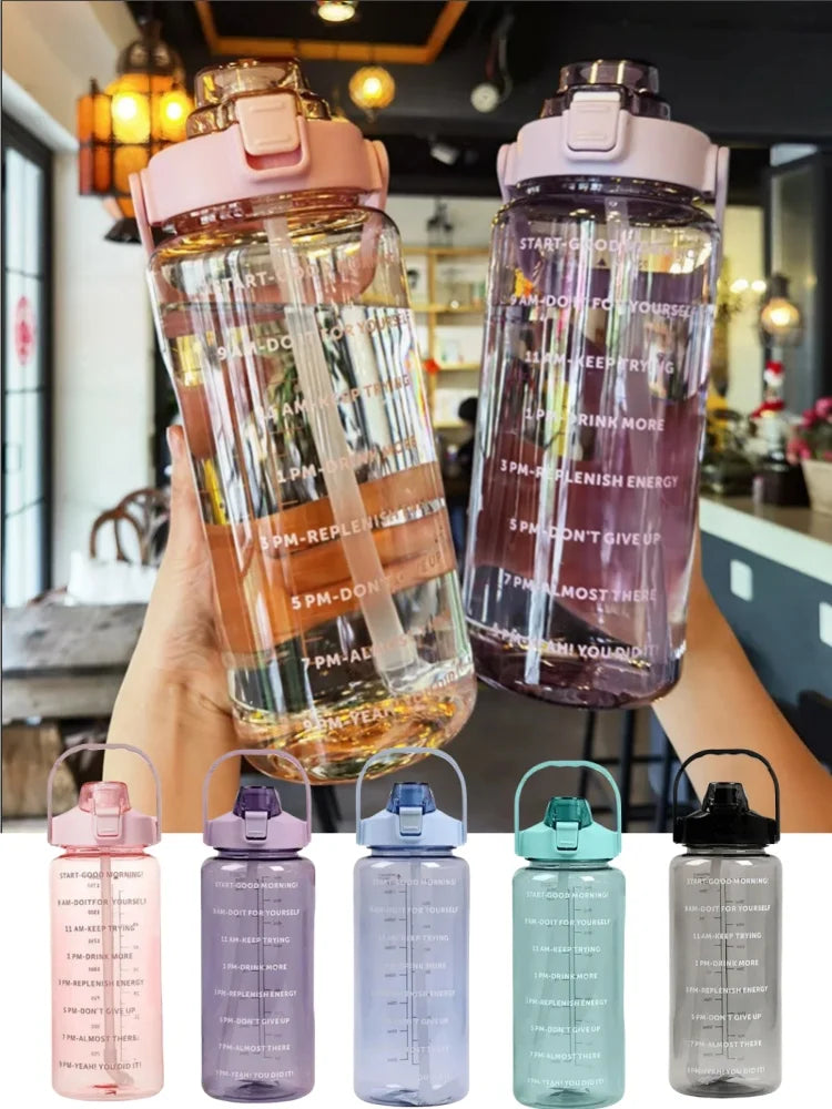 2L Motivational Water Bottle with Straw Large Fitness Sports Jug - 7