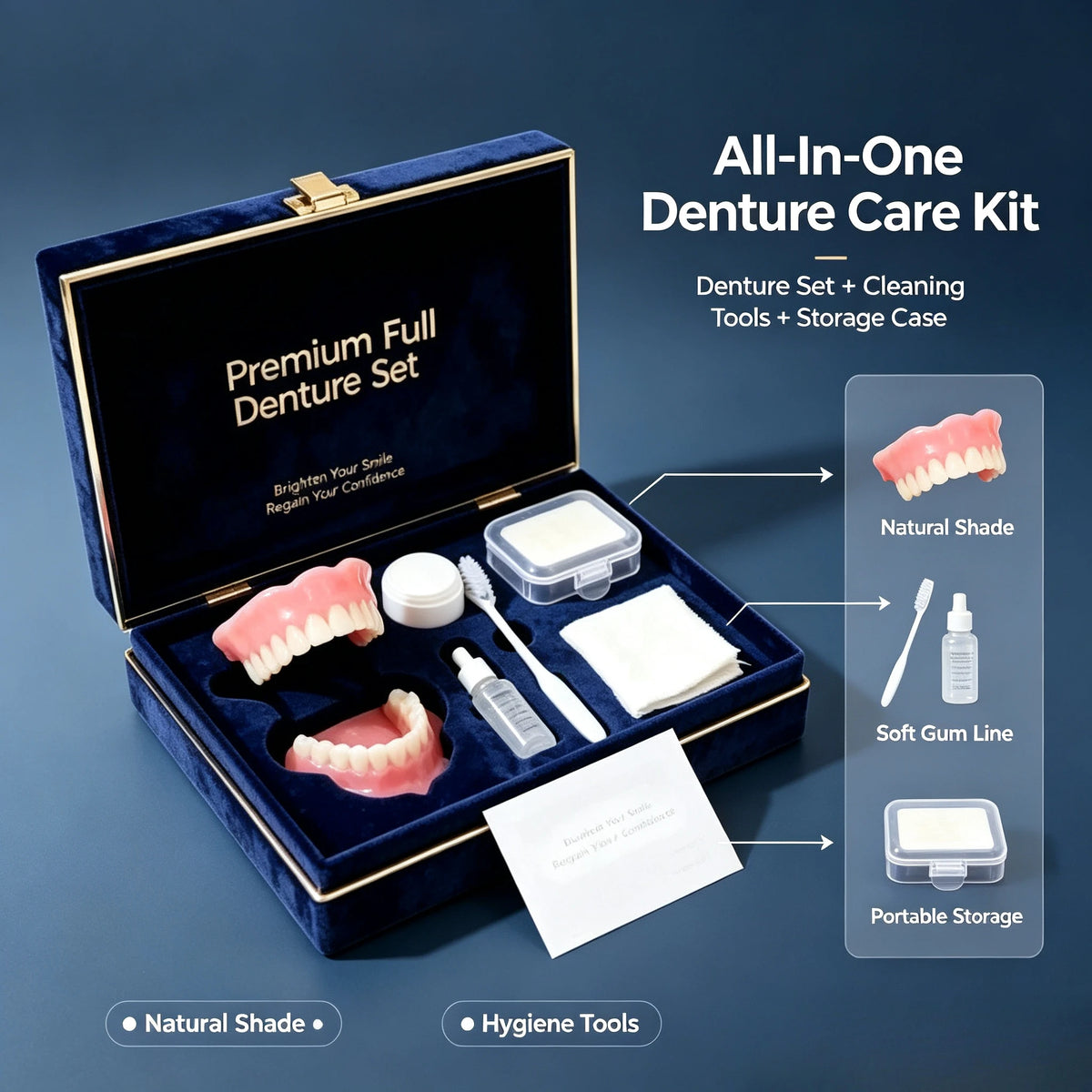 All-in-One Full Mouth Denture Set Comfort False Teeth Kit