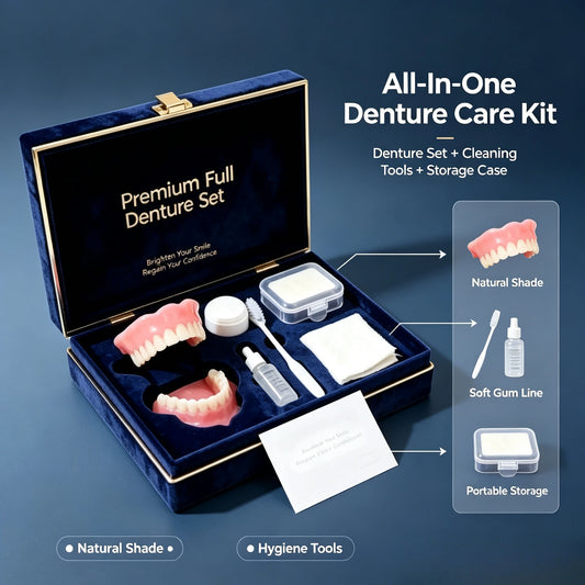 All-in-One Full Mouth Denture Set Comfort False Teeth Kit