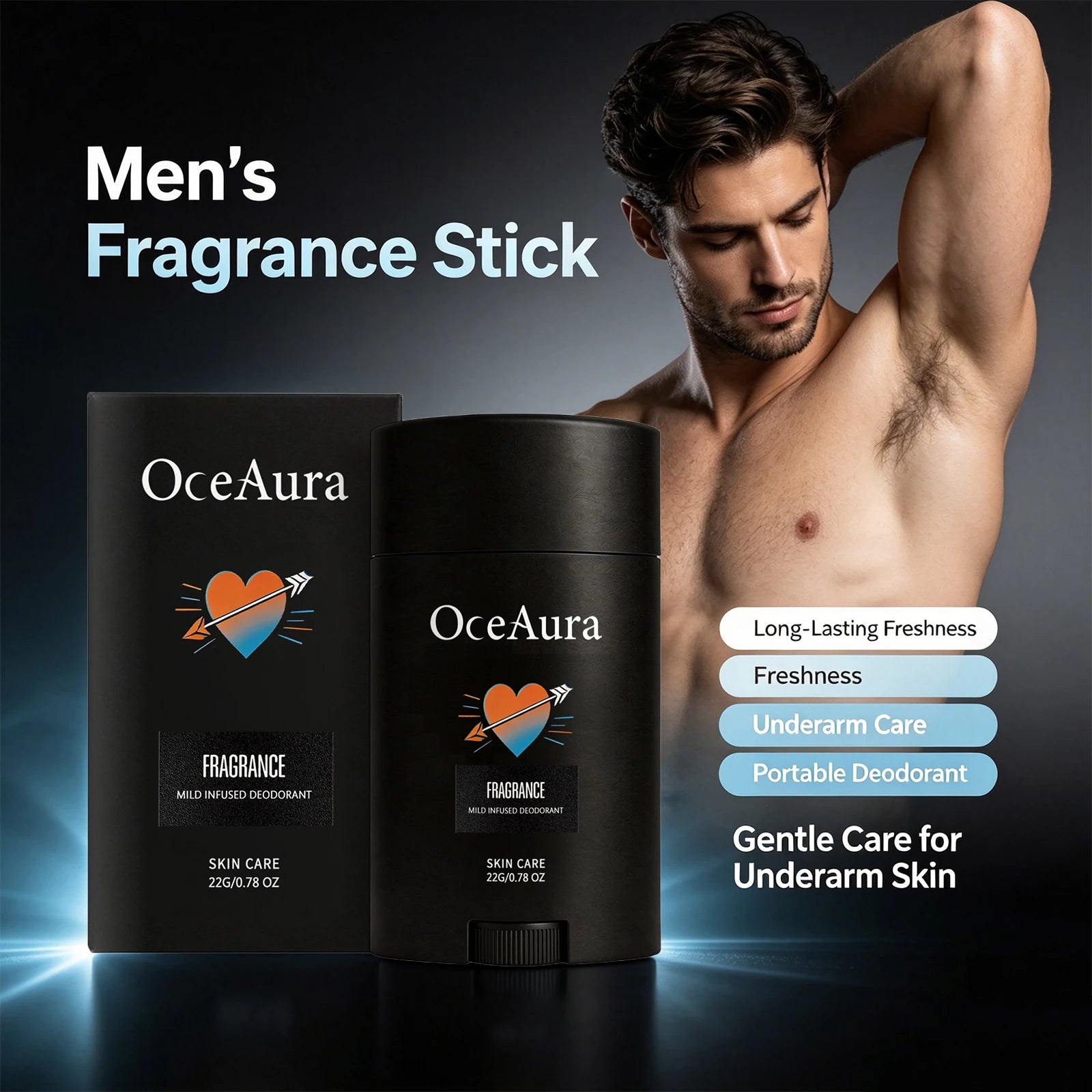 Men Solid Deodorant Stick Odor Control Fresh Scent Underarm Care - 3
