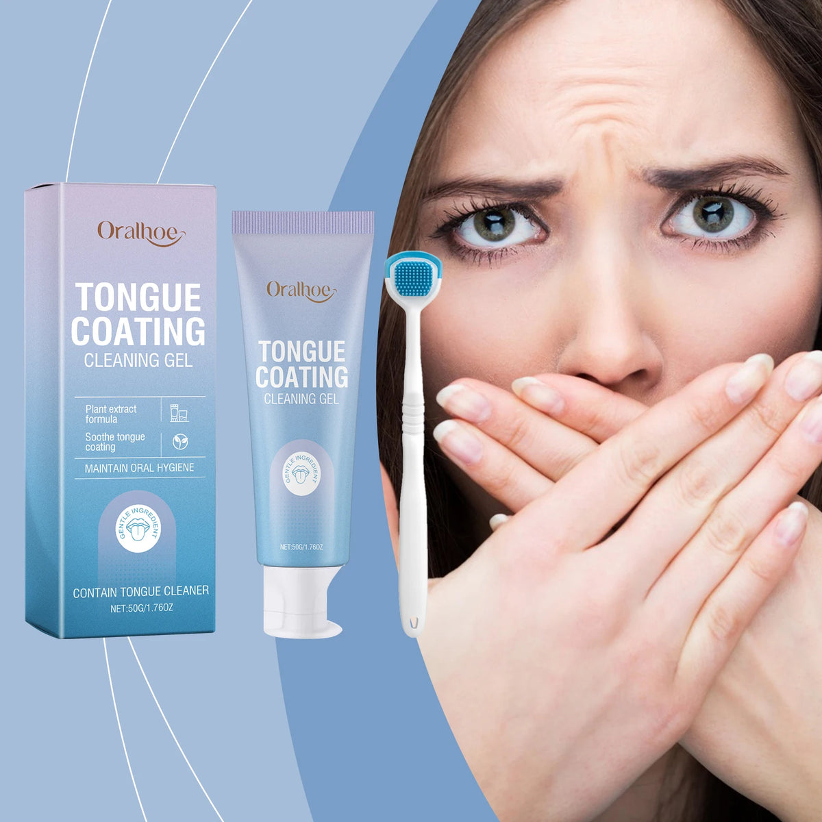 Tongue Cleaner Gel And Scraper Fresh Breath Oral Care Set