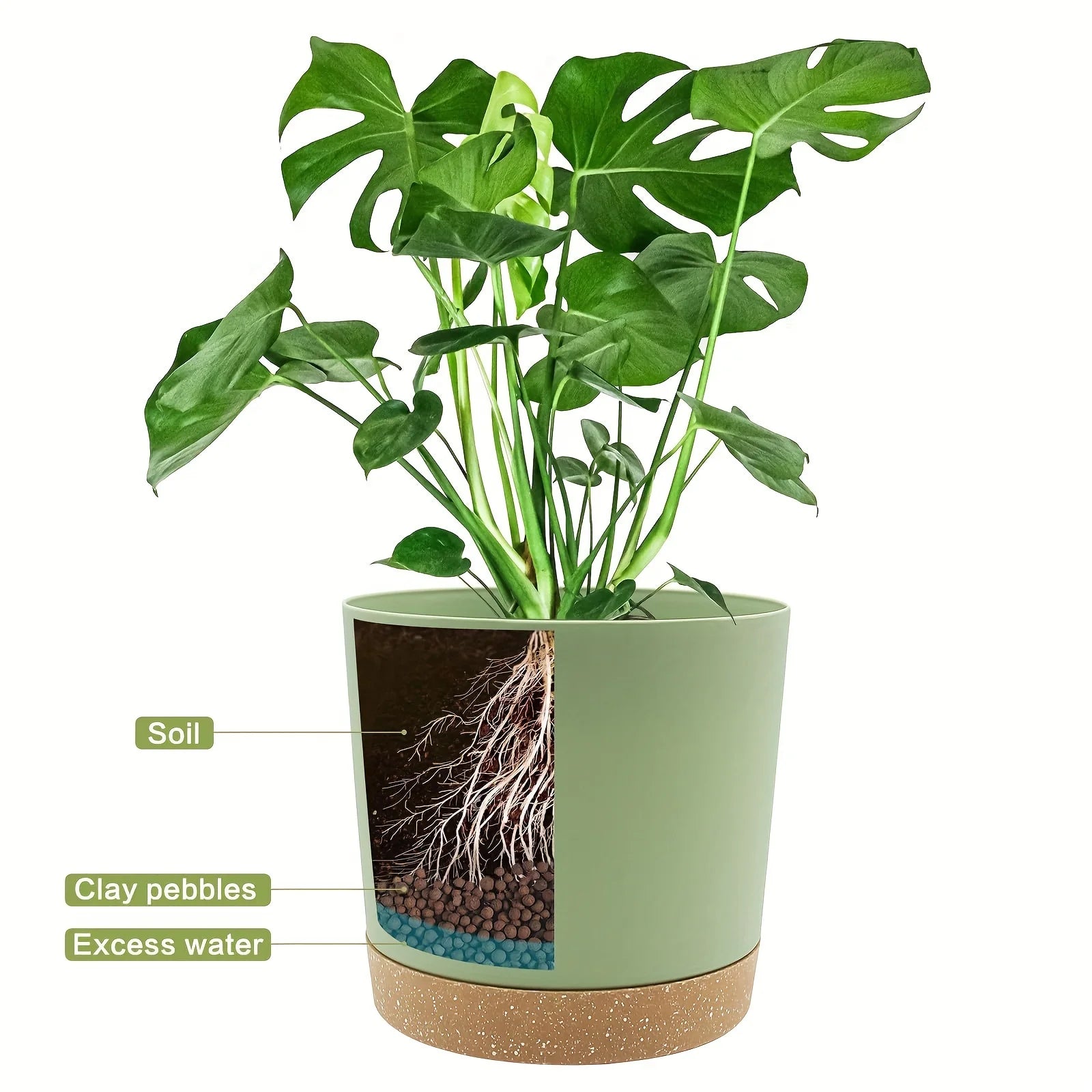 2pc 6.5 Inch Self Watering Flower Pot Detachable Round Plant Container - 6
