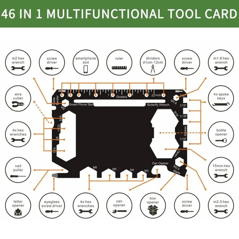 46 in 1 Multi Tool Survival Card Portable Credit Card Size Pocket Gadget - 1