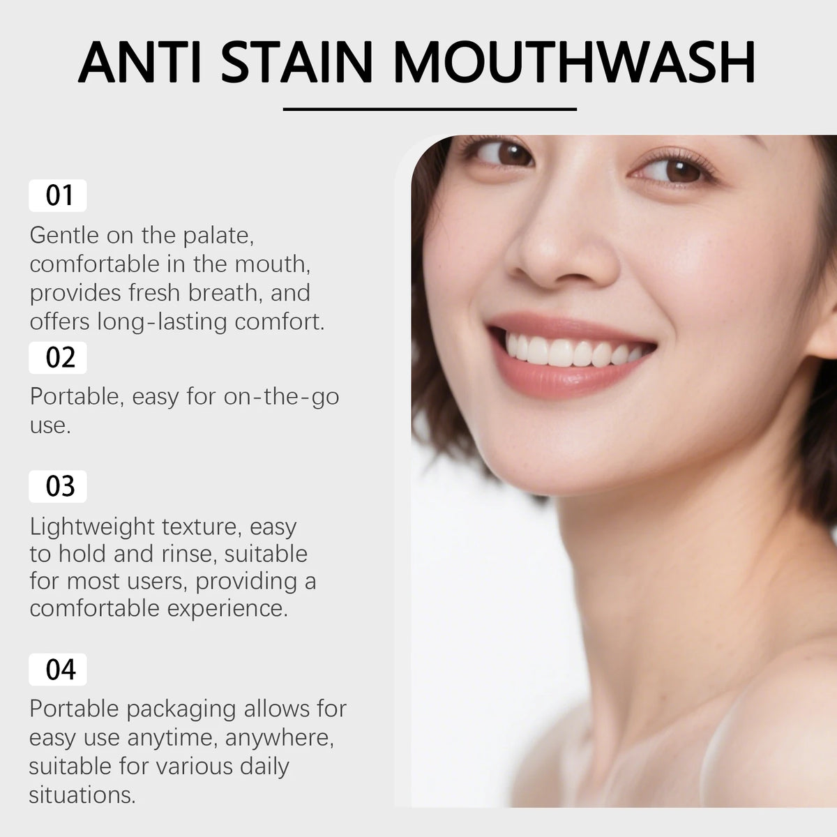 Anti Stain Alcohol Free Mouthwash Teeth Whitening Fresh Breath Care