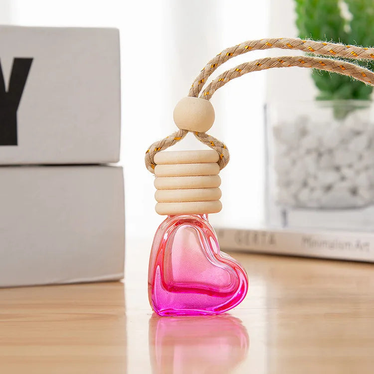 Heart Shaped Car Perfume Bottle Hanging Essential Oil Diffuser Ornament