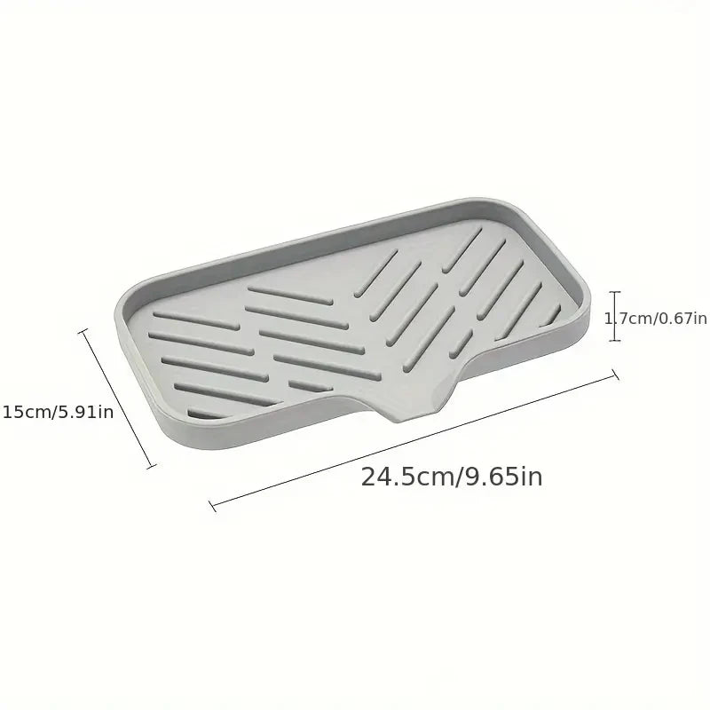 Silicone Kitchen Sink Tray Self Draining Sponge Holder Soap Dish